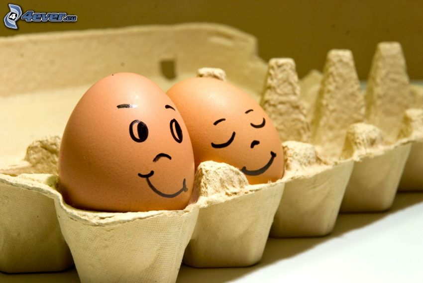 les œufs, sourire