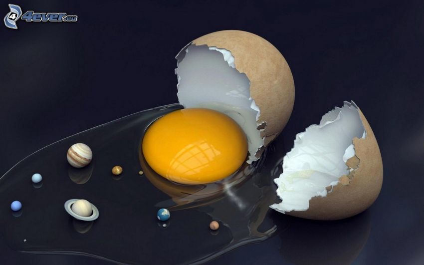 oeuf, planètes, coquille d'œuf