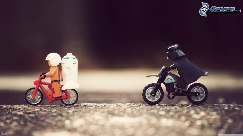 Star Wars, parodie, Lego, Darth Vader, R2 D2, vélo