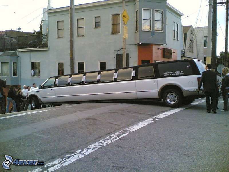 limousine, accident, San Francisco, rue, maison