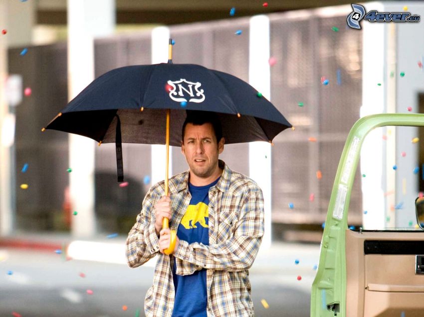 Adam Sandler, parapluie