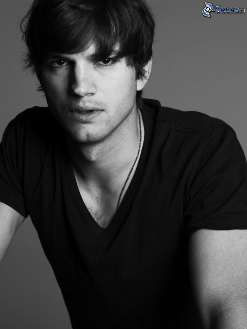 Ashton Kutcher, photo noir et blanc