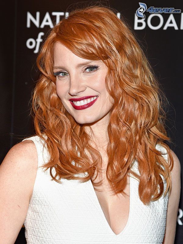 Jessica Chastain, sourire, lèvres rouges