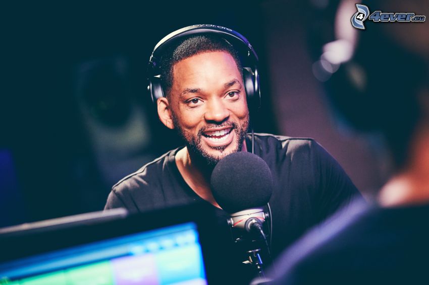 Will Smith, rire, microphone, écouteurs