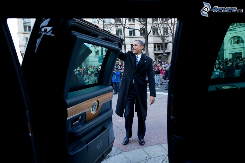 Barack Obama, porte, voiture