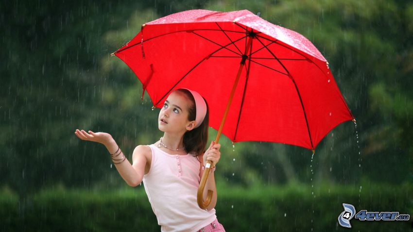 fille, parapluie