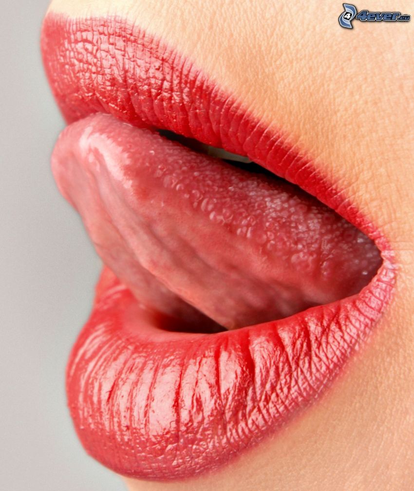 lèvres rouges, langue