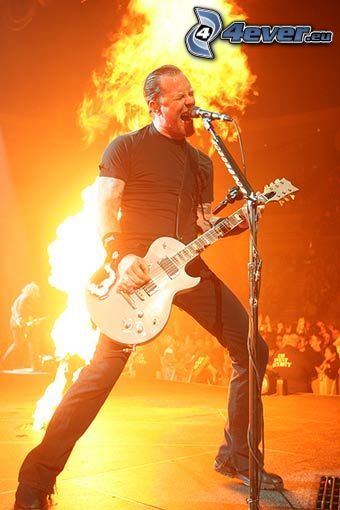 James Hetfield, Metallica, musique, feu, chanteur, guitare électrique, concert