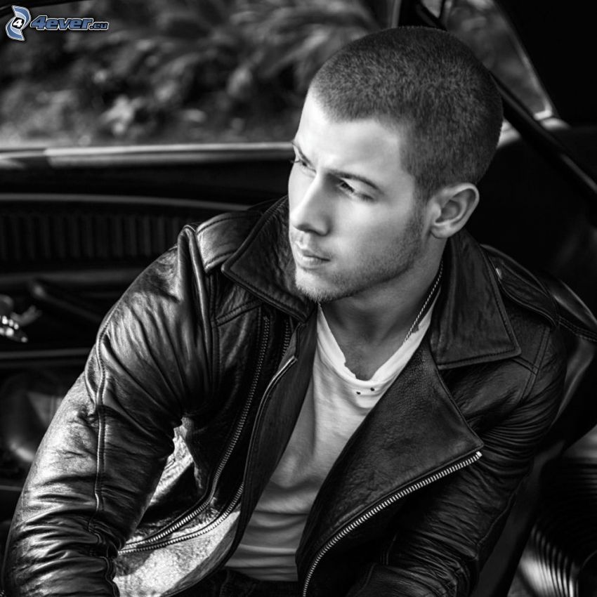 Nick Jonas, photo noir et blanc