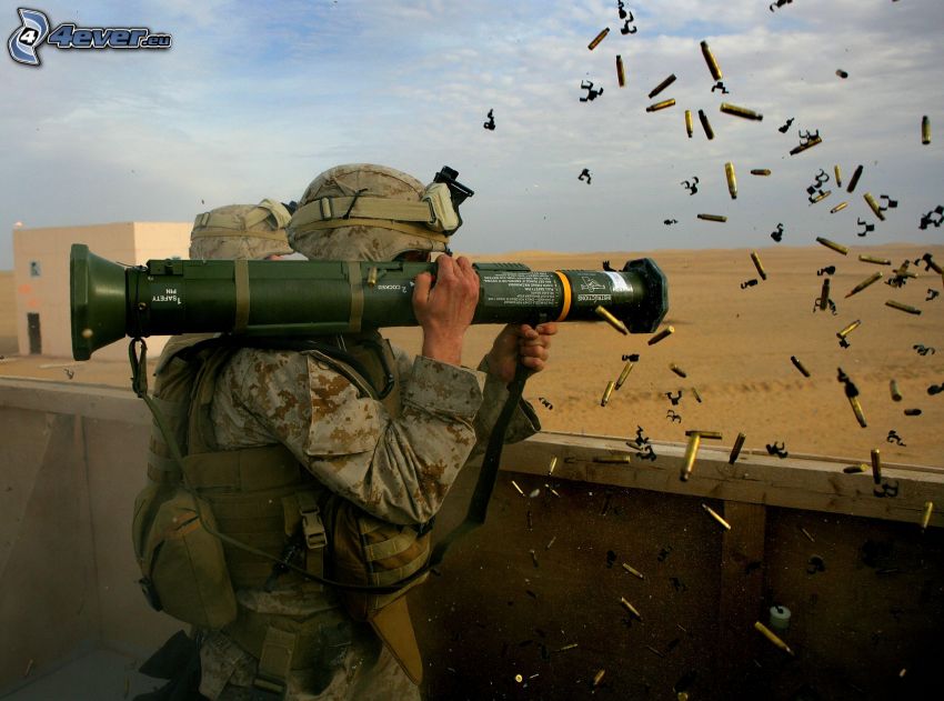 soldat, bazooka, arme, tir, munition