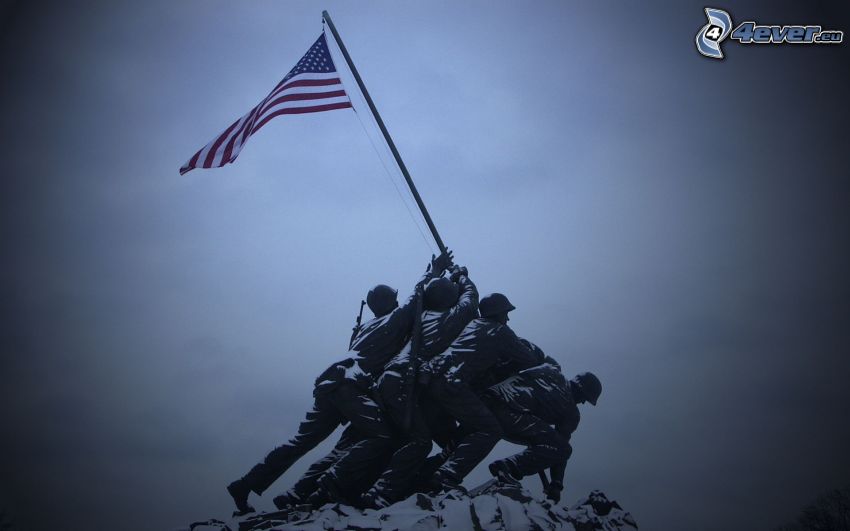 soldats, le drapeau américain