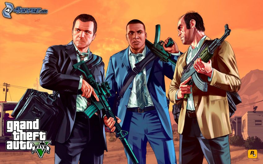 Grand Theft Auto V, hommes, armes