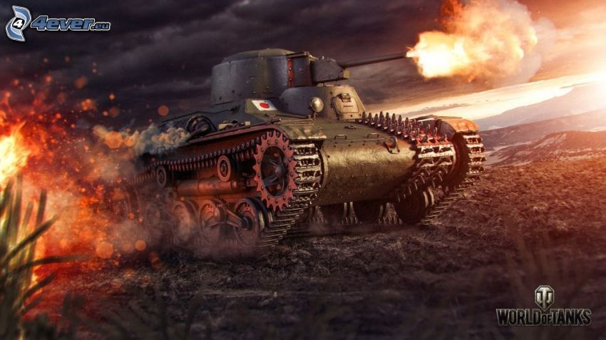 World of Tanks, char, tir, feu