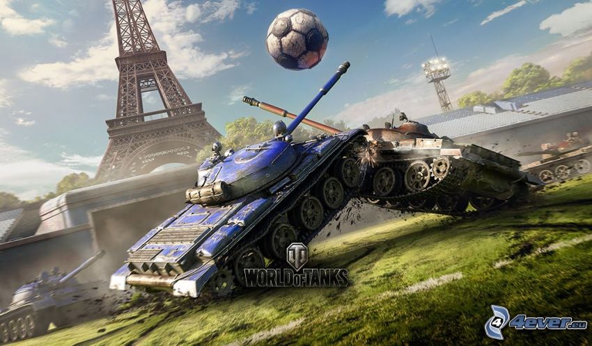 World of Tanks, chars, football, ballon de football, Tour Eiffel