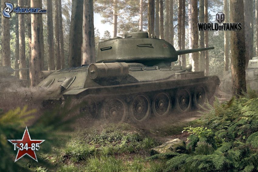 World of Tanks, T-34, char, forêt