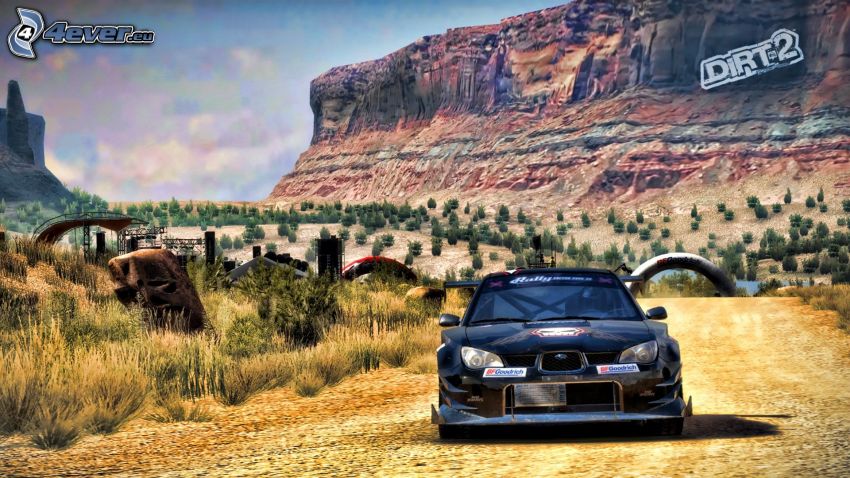 Dirt 2, Subaru Impreza, paysage, falaise
