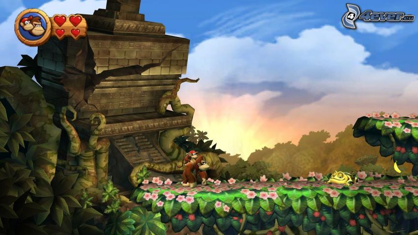 Donkey Kong Country Returns, gorille, vieux bâtiment