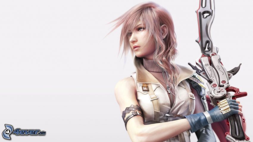 Final Fantasy XIII, femme avec une arme