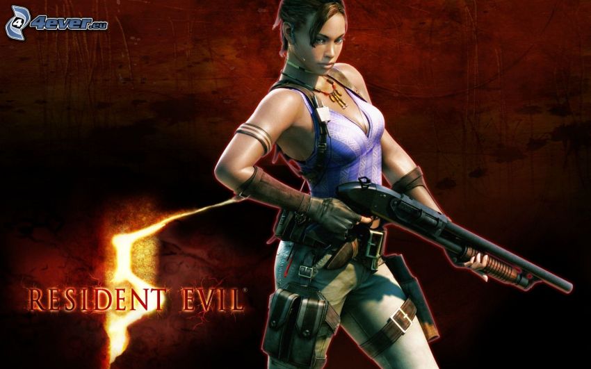 Resident Evil, femme avec une arme
