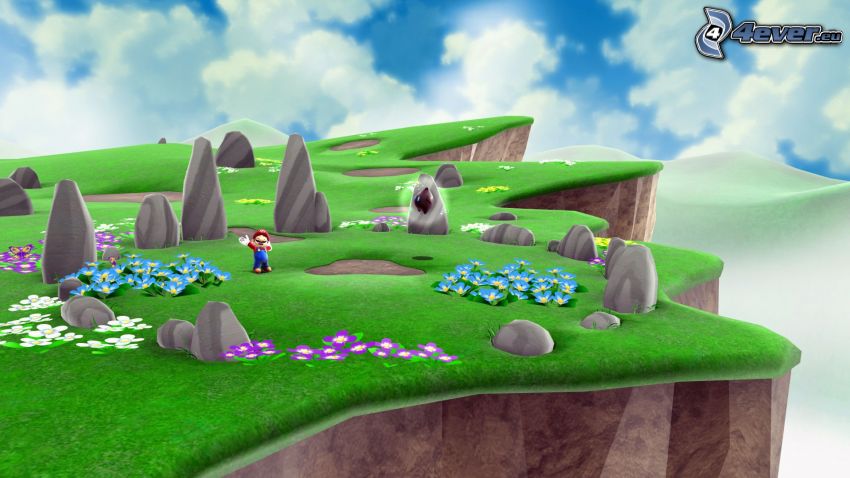 Super Mario, paysage, falaise