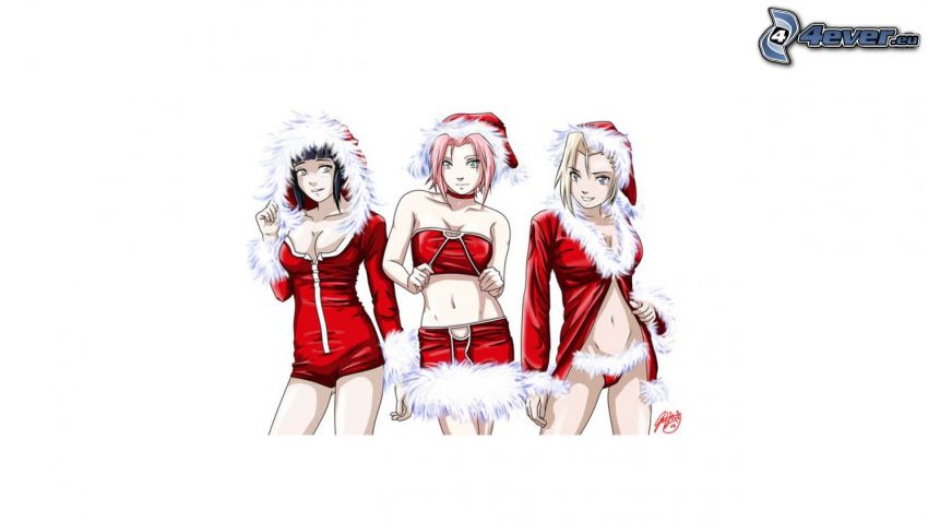 Naruto Christmas, noël, Hinata Hyuga, Sakura Haruno, Inu Yamanaka