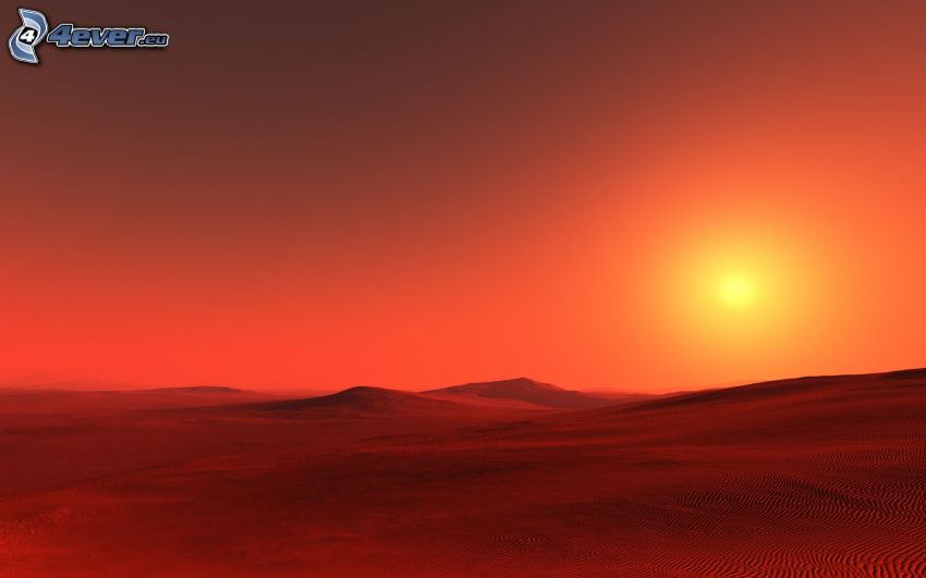 coucher du soleil, désert