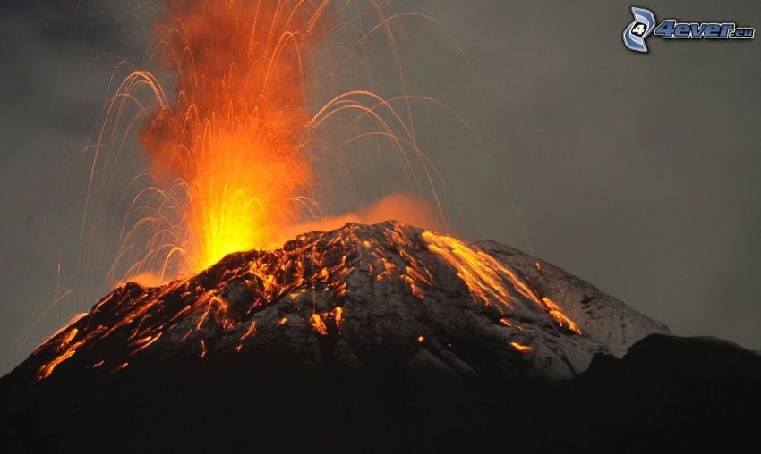 éruption du volcan, lave