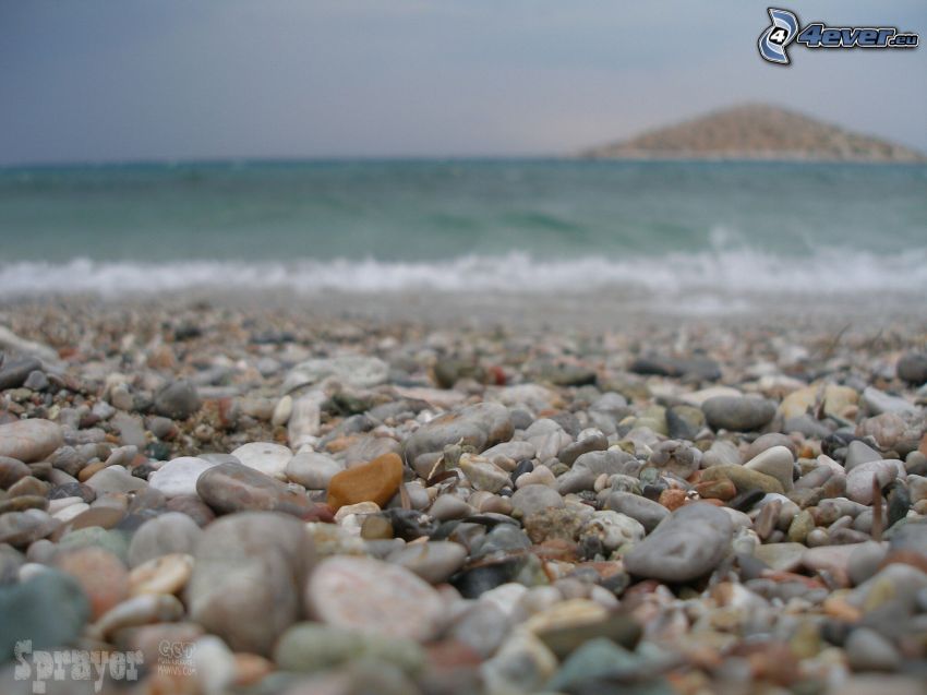 pierres, mer, plage
