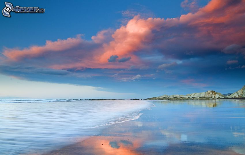 plage, mer, nuages