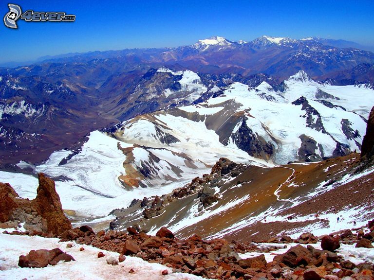 Aconcagua, montagnes rocheuses, montagnes enneigées