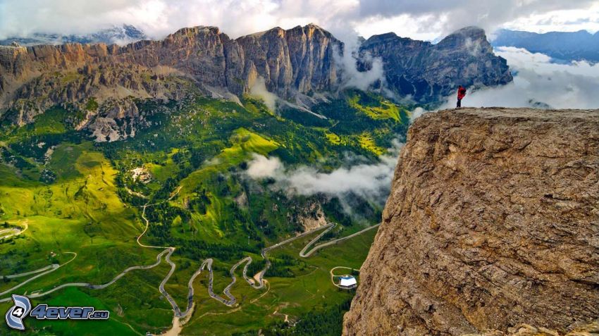 Dolomites, montagnes rocheuses, vue, vallée