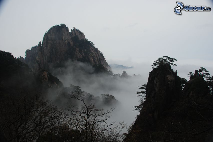 Huangshan, montagnes rocheuses, couche d'inversion