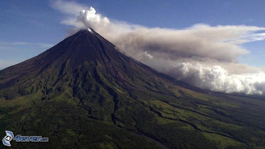 Mount Mayon, volcan, nuage volcanique, Philippines