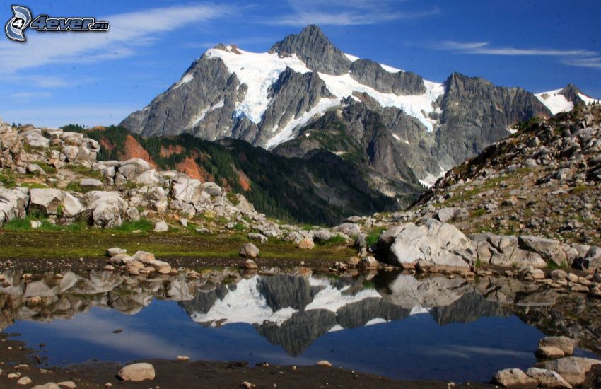 Mount Shuksan, montagne rocheuse, lac
