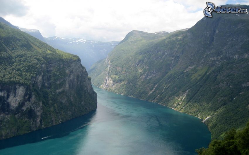fjord, montagnes