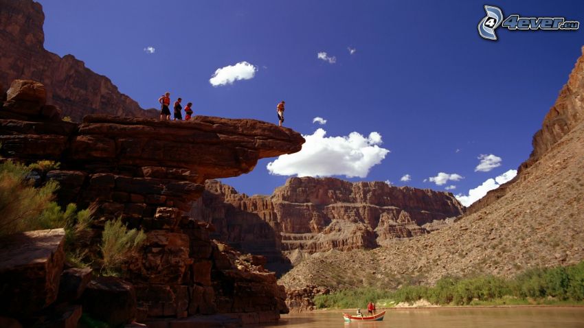 Grand Canyon, touristes, eau, bateau, l'aventure