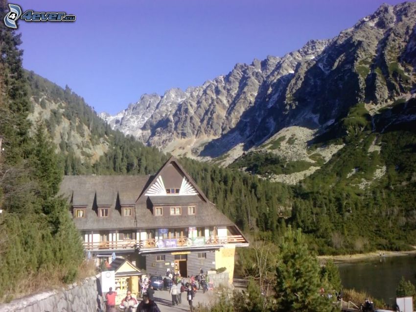 Hautes Tatras, chalet, montagnes, lac de montagne