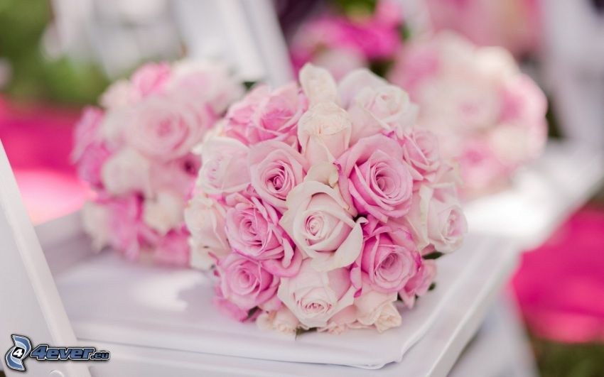 bouquet de mariage, roses roses