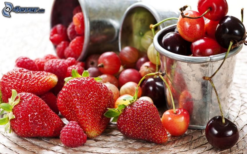 fruits, fraises, cerises, framboises, Groseilles à maquereau