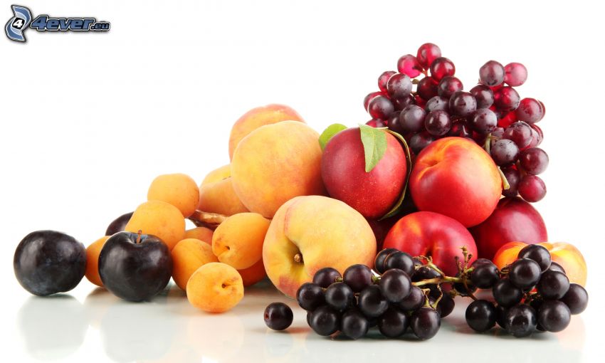 fruits, raisin, nectarines, pêches, abricots, pruneaux