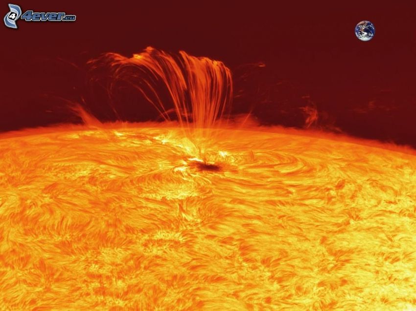 explosion sur le Soleil, Terre
