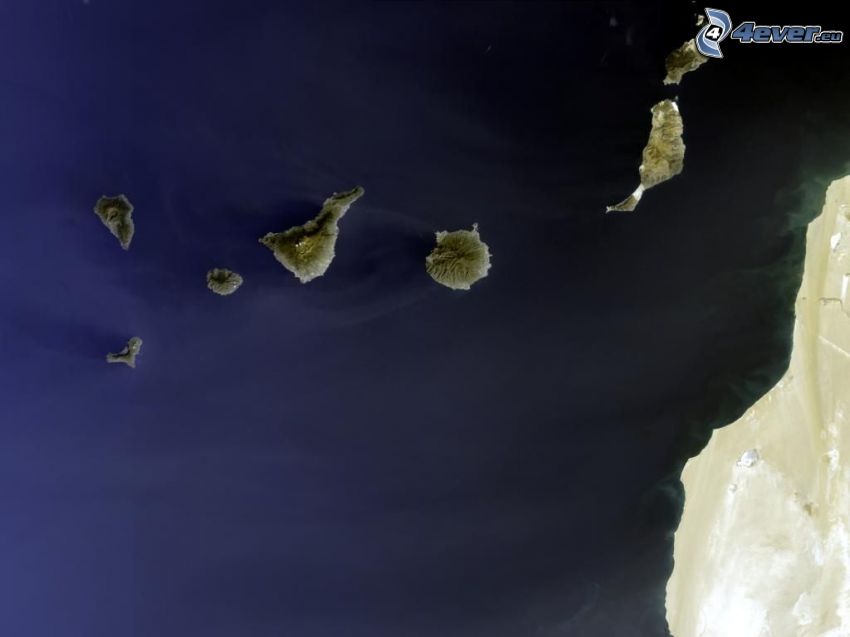 Îles Canaries, Océan Atlantique, Sahara, imagerie satellitaire