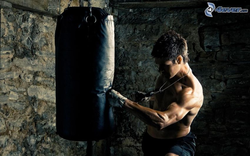 boxe, homme, muscles
