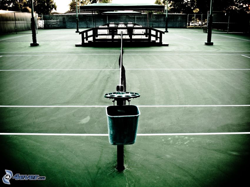 courts de tennis, séance, corbeille