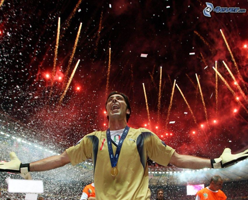 Gianluigi Buffon, gardien de but, feux d'artifice