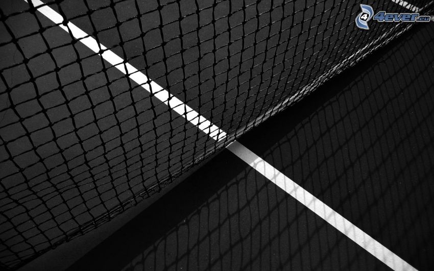 réseau, tennis, photo noir et blanc