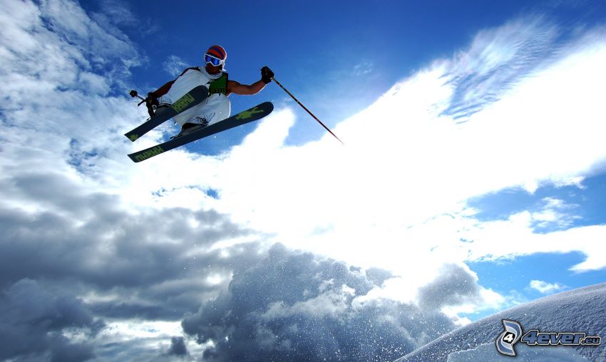 ski extrême, neige, ski saute