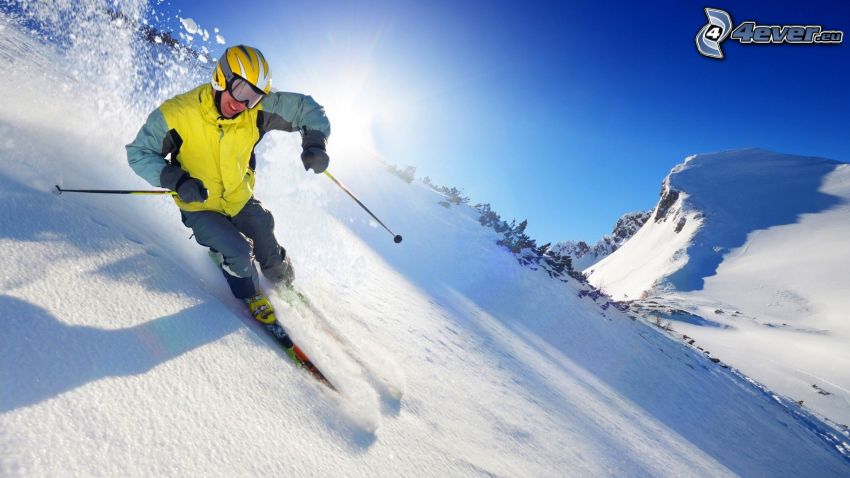 ski extrême, neige, soleil