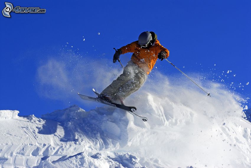 ski extrême, ski saute, neige