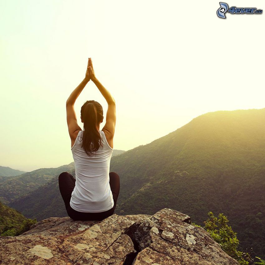 yoga, sit turc, gymnastique, méditation, après le coucher du soleil